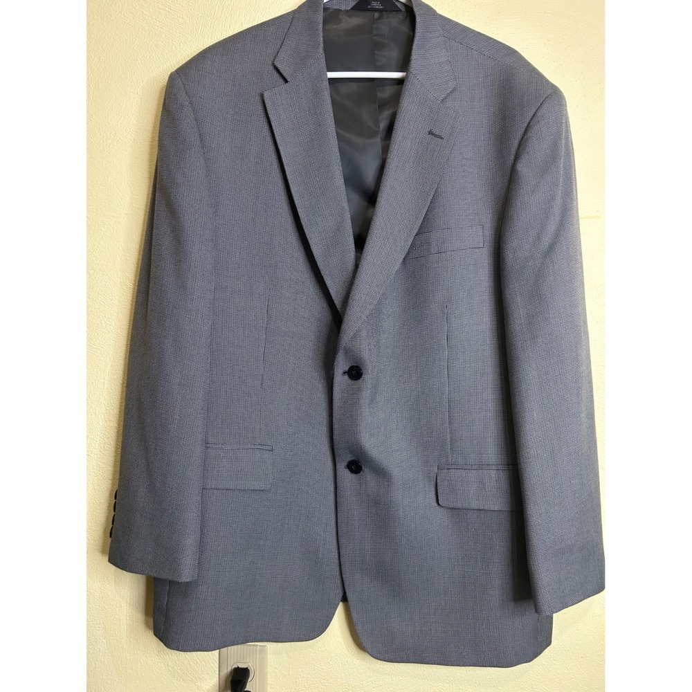 Haggar Mens Grey Micro Pattern Two Button Suit Jacket Blazer 46R 635526